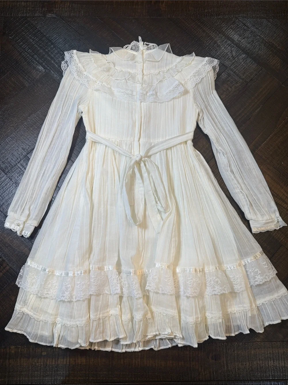 Vintage Gunne Sax‎ Girls 7 Prairie Lace Victorian Ivory Dress